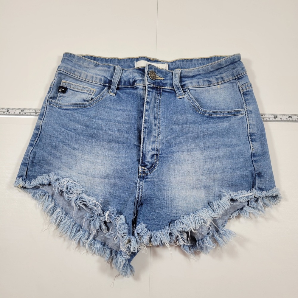 KanCan Denim Shorts Womens 9/28 Blue Excellent Frayed Raw Hem High Rise KC8033L